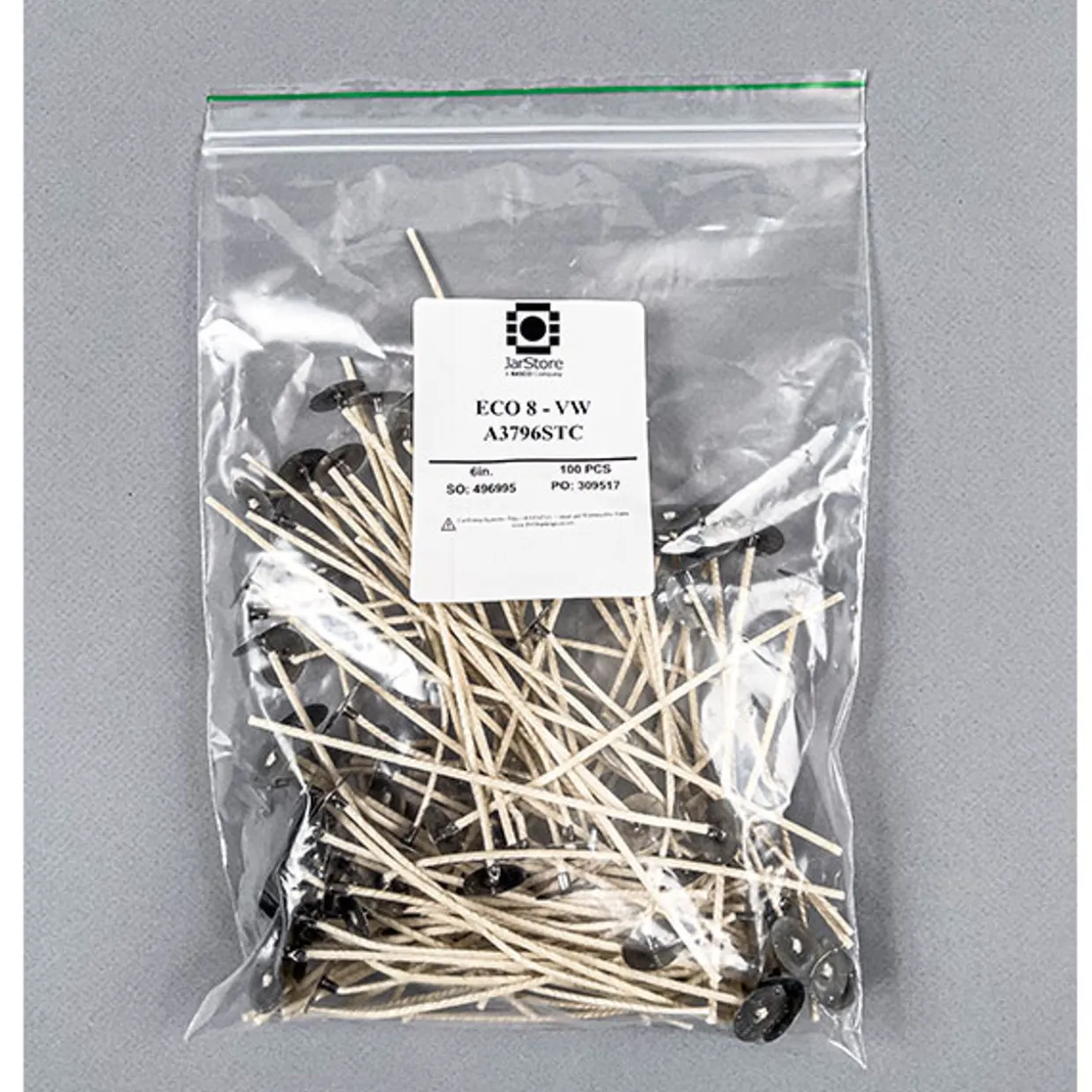 Jar Store ECO-8 6" Pre-tabbed Wick | 100 Pack> Candle Wicks