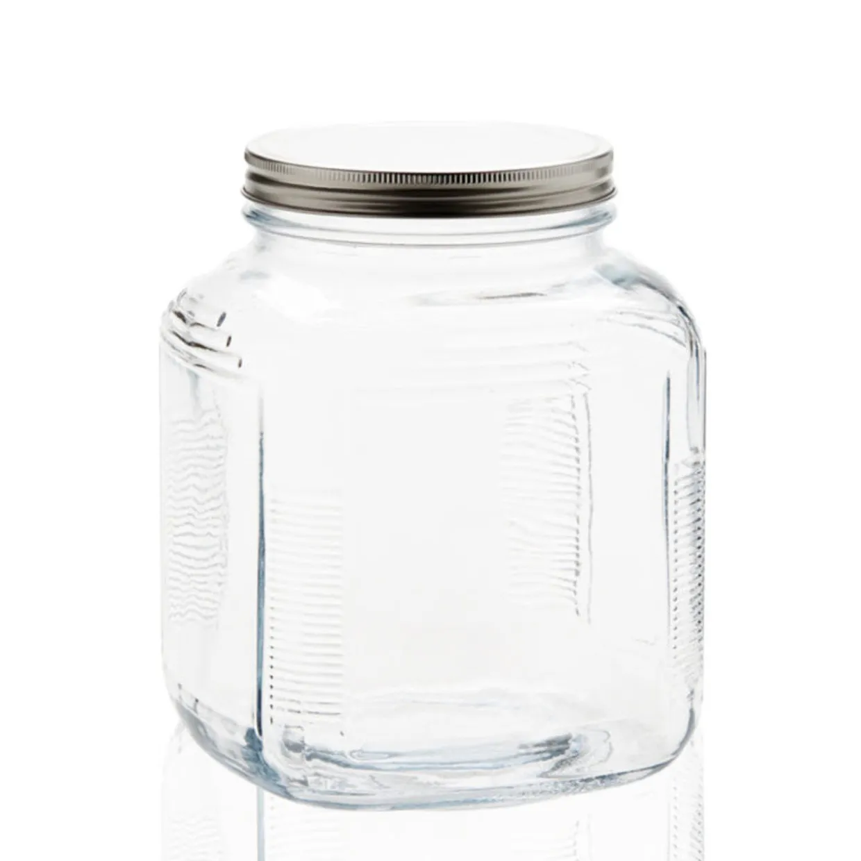 Anchor Hocking 1 Gallon Anchor Cracker Jar With Brushed Metal Lid | 4 Pack> Large | Cracker Jars