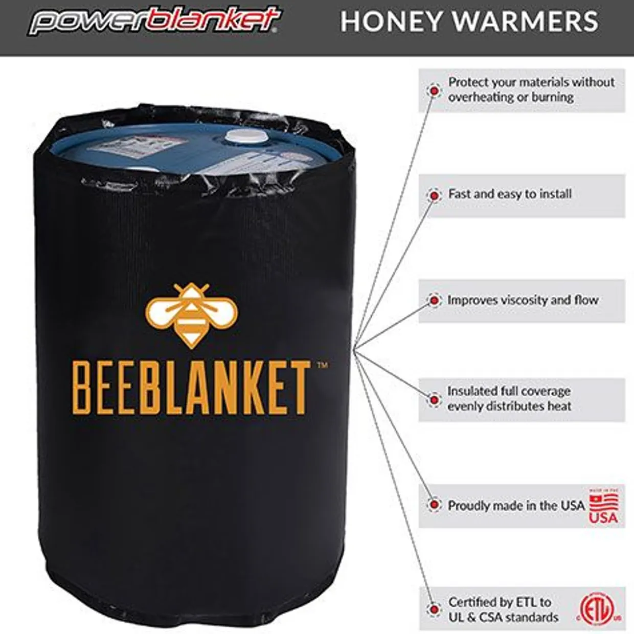 BASCO Honey Heating Blanket For 55 Gallon Drums> Honey Jars And Bottles