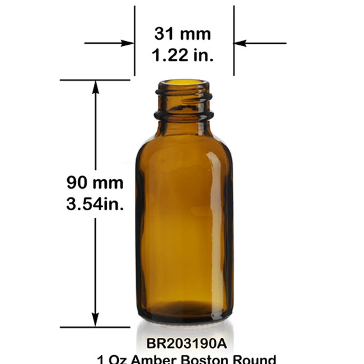 Discount Vials 1 Oz Boston Round Bottle 20-400 | 25 Pack> Glass Bottles | Essential Oil Bottles