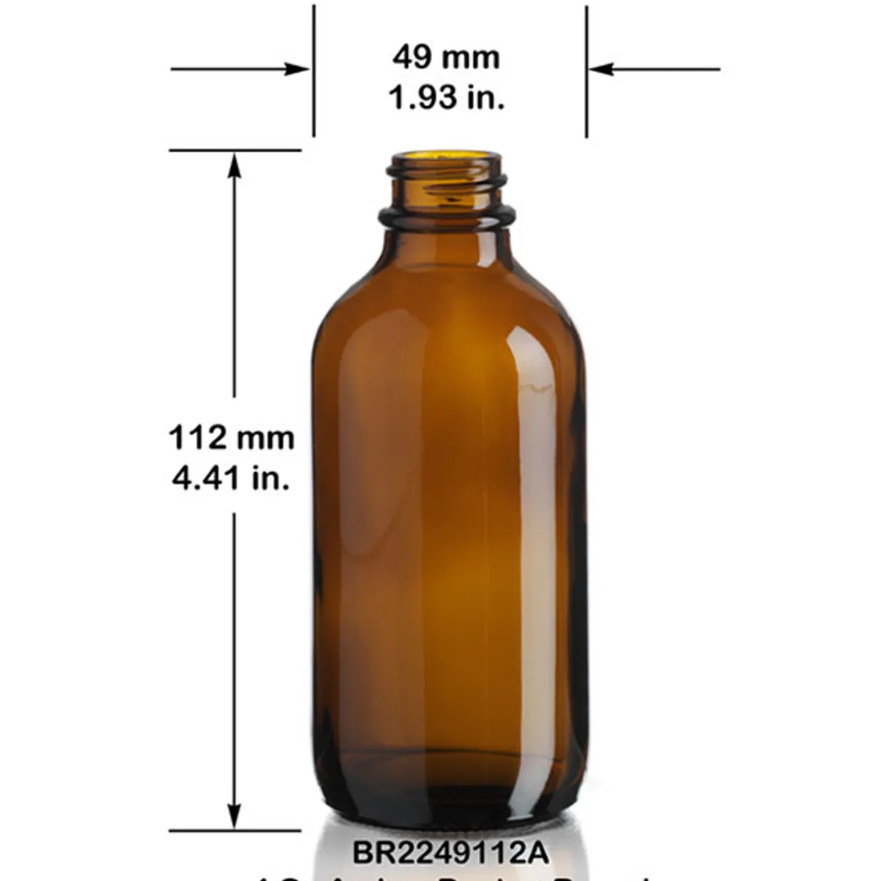 Discount Vials 4 Oz Boston Round Bottle 22-400 | 12 Pack> Glass Bottles | Essential Oil Bottles