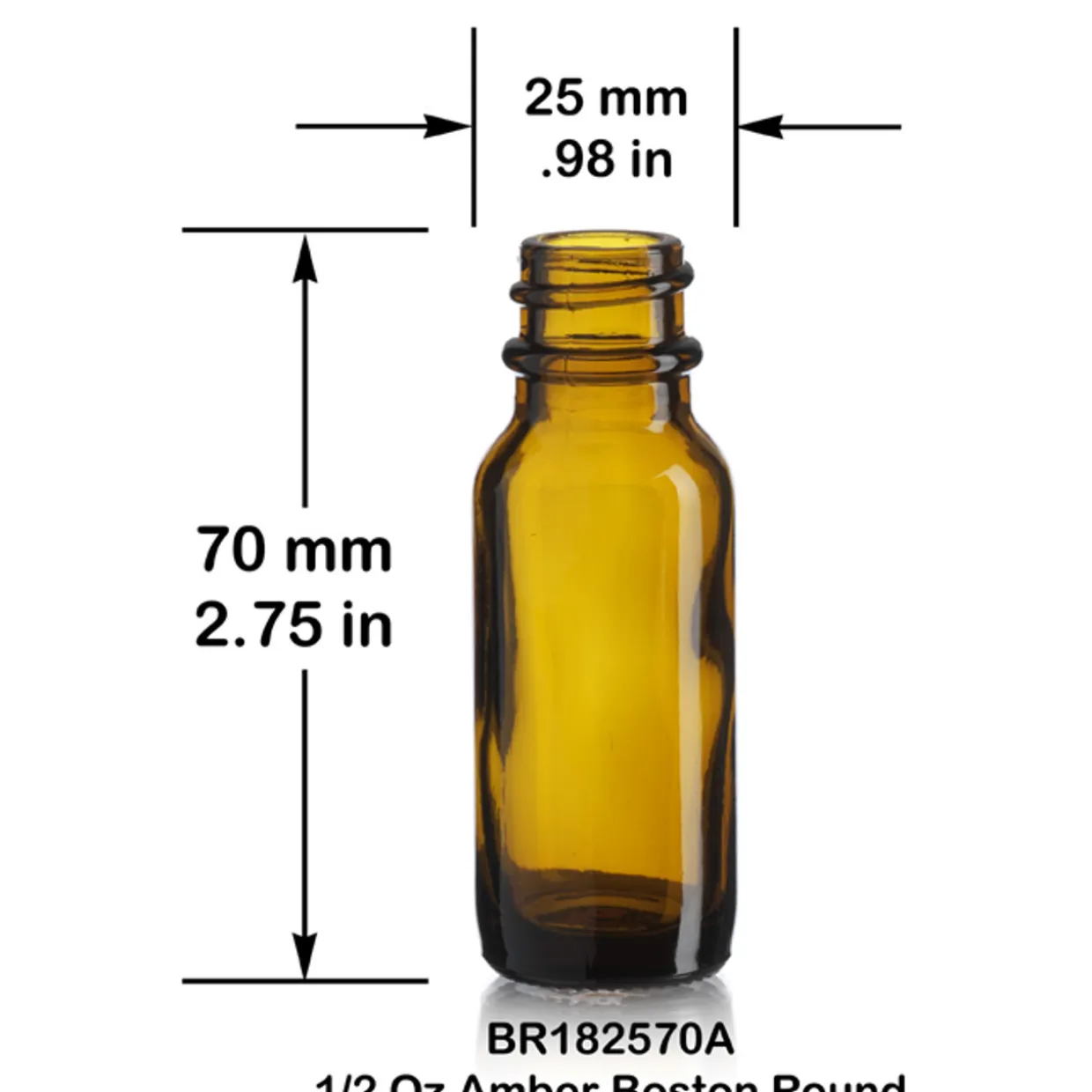 Discount Vials 1/2 Oz Boston Round Bottle 18-400 | 25 Pack> Glass Bottles | Essential Oil Bottles