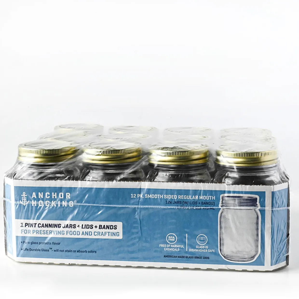 Anchor Hocking 16 Oz Anchor Canning Jar With 2 Piece Lid | 12 Pack> Canning Jar Storage | Mason Jars