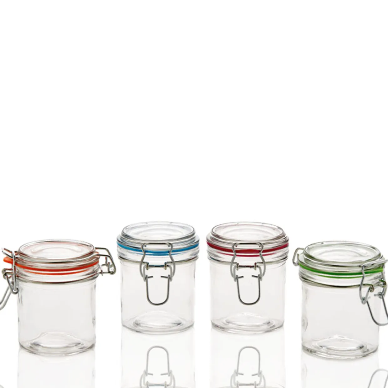 Anchor Hocking 9.4 Oz. Anchor Mini Hermes Clamp Top Lid With Multi Colored Gaskets | 12 Pack> Body Scrub And Lotion Jars | Bath Salt Jars And Bottles