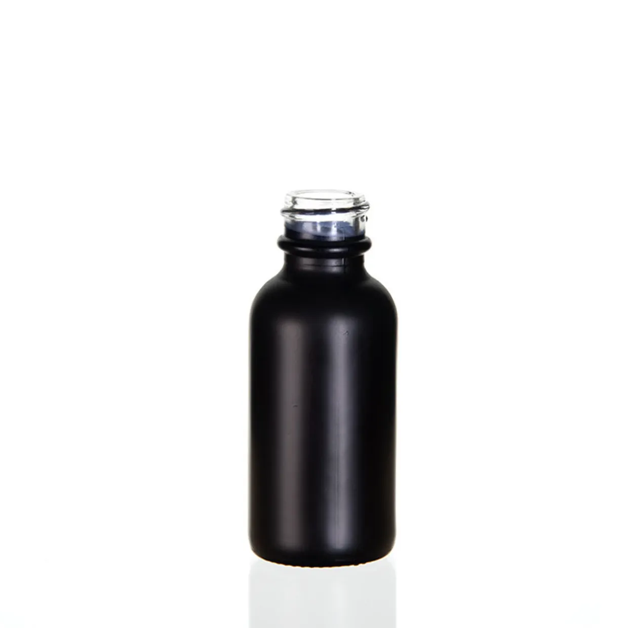 Discount Vials 1 Oz Black Boston Round Bottle 20-400 | 25 Pack> Glass Bottles | Essential Oil Bottles