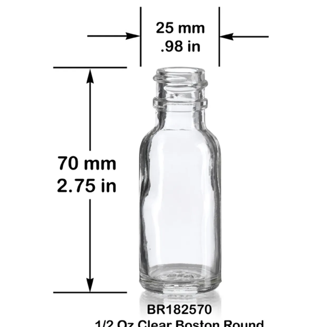 Discount Vials 1/2 Oz Boston Round Bottle 18-400 | 25 Pack> Glass Bottles | Essential Oil Bottles