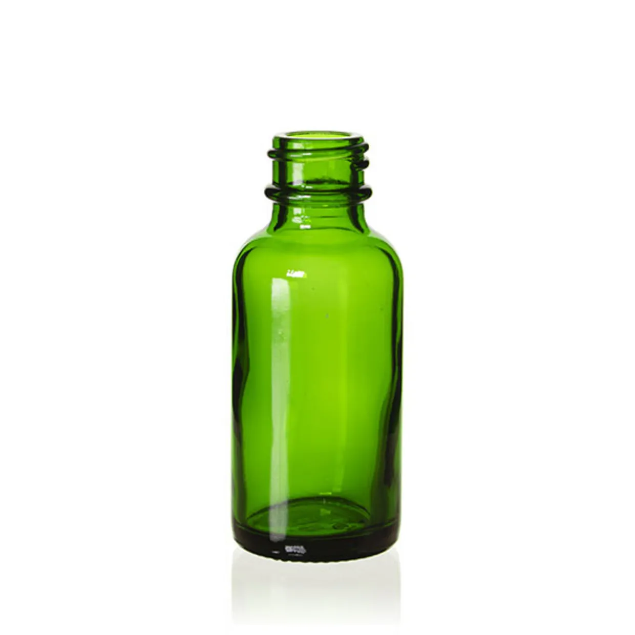 Discount Vials 1 Oz Green Boston Round Bottle 20-400 | 25 Pack> Glass Bottles | Essential Oil Bottles