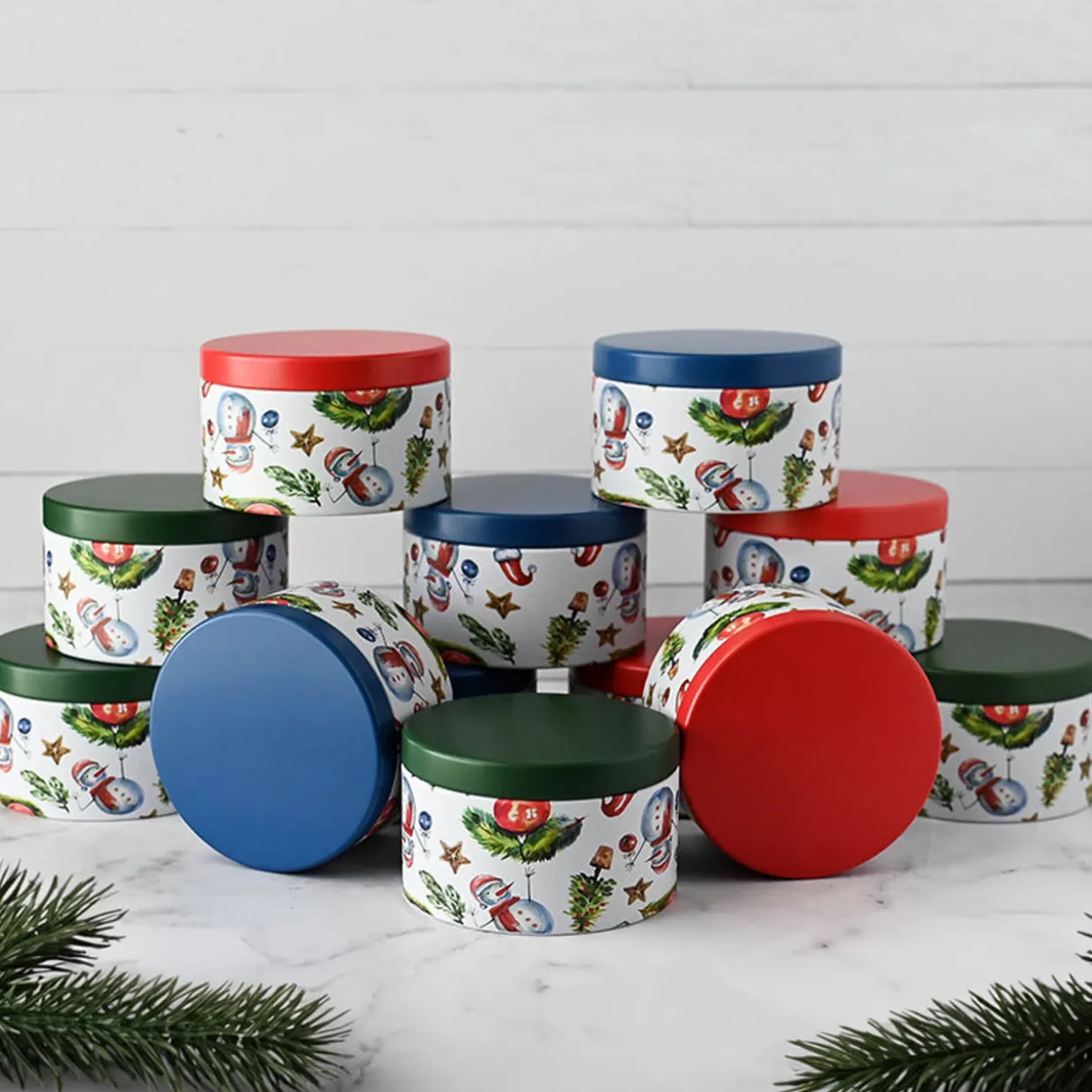 Jar Store 8 Oz Holiday Decorated Candle Tin | 12 Pack> Candle Jars With Lids | Candle Tins By Size
