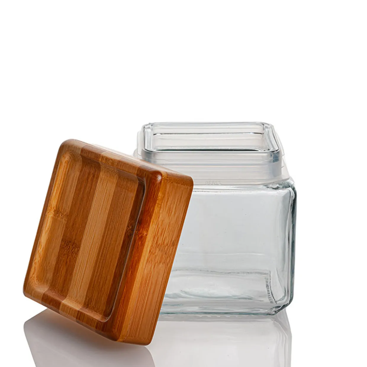 Anchor Hocking 1 Quart Anchor Square Jar With Bamboo Lid> Small | Square Storage Containers