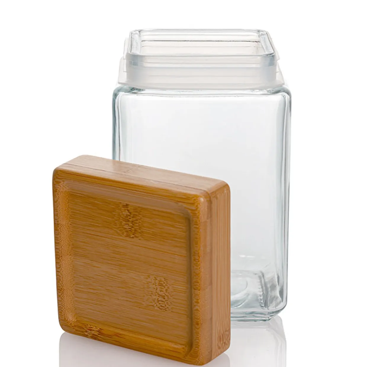 Anchor Hocking 1 1/2 Quart Anchor Square Jar With Bamboo Lid> Small | Square Storage Containers