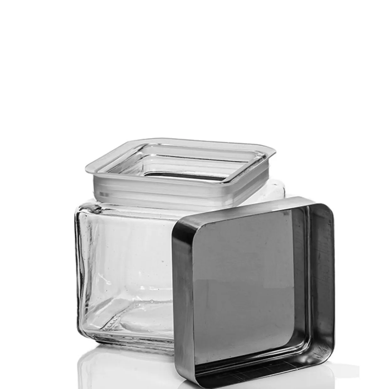 Anchor Hocking 1 Quart Anchor Square Jar With Brushed Metal Cover | 6 Pack> Small | Square Storage Containers