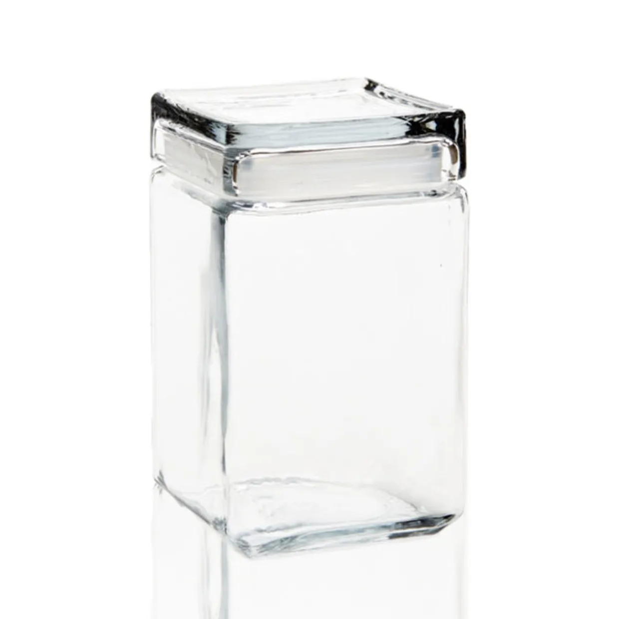 Anchor Hocking 1 1/2 Quart Anchor Square Jar With Glass Lid | 4 Pack> Small | Square Storage Containers