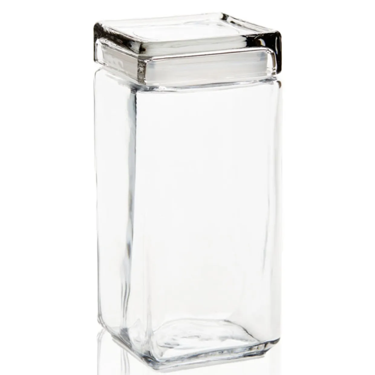 Anchor Hocking 2 Quart Anchor Square Jar With Glass Lid | 4 Pack> Medium | Square Storage Containers