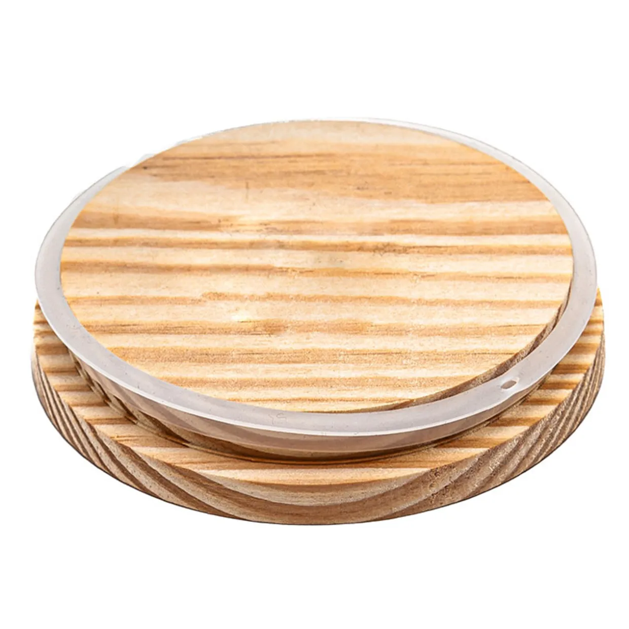 Jar Store 3 Wick Pine Candle Lid 4 Inch | 12 Pack> Wood Lids